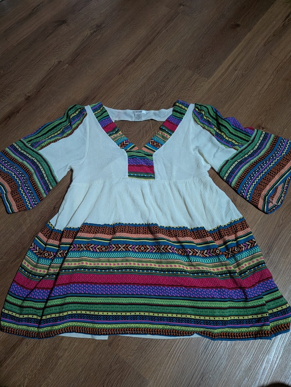 Esley Adriana Boho Festival Bell Sleeve Mini Dress Medium
